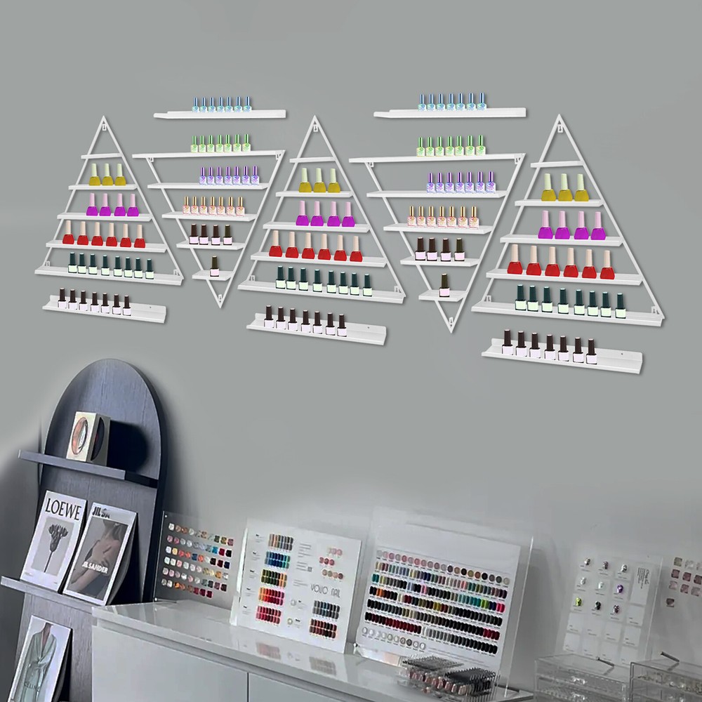 10PCS Triangular Nail Polish Racks, Wall-mounted Nail Polish Racks, 5-tier