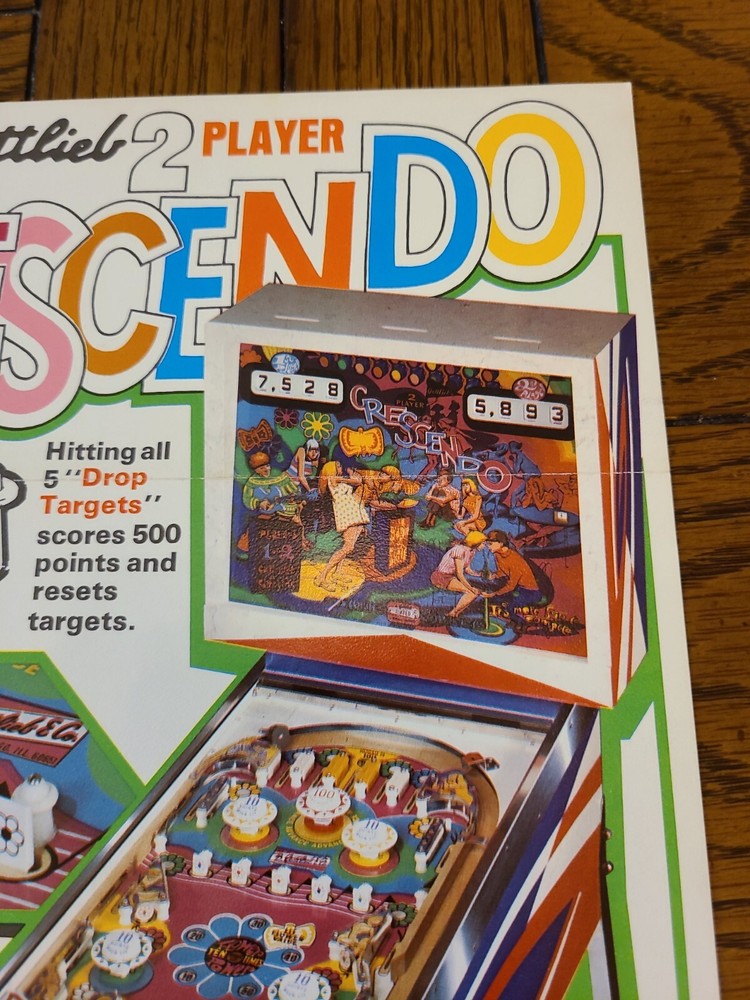 Crescendo Pinball Machine Flyer Gottlieb Original