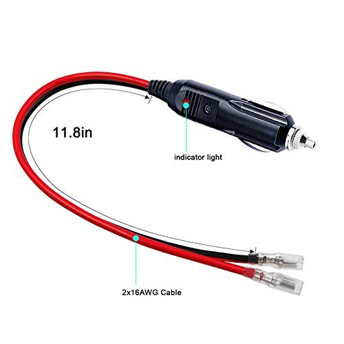 [1PACK] 12Volt Replacement Cigarette Lighter Male Plug with Leads - Car 1PACK