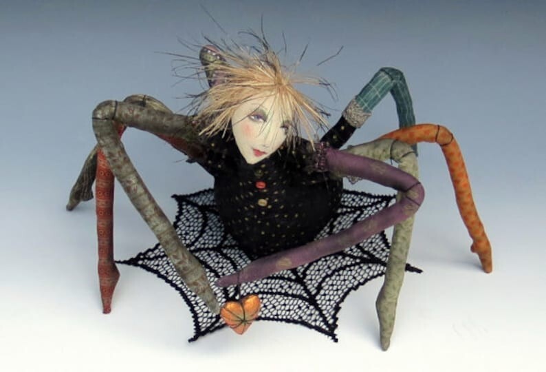 Cloth Art Doll Pattern Class "Along Came a Spider" by Cindee Moyer
