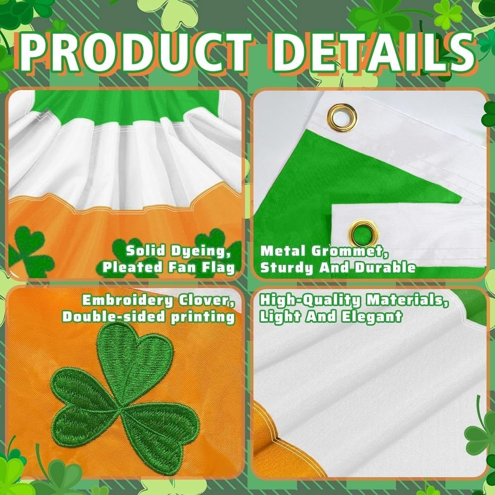 Double-Sided Irish Bunting Flags Set - 4 Pack, Perfect for St. Patrick's Day