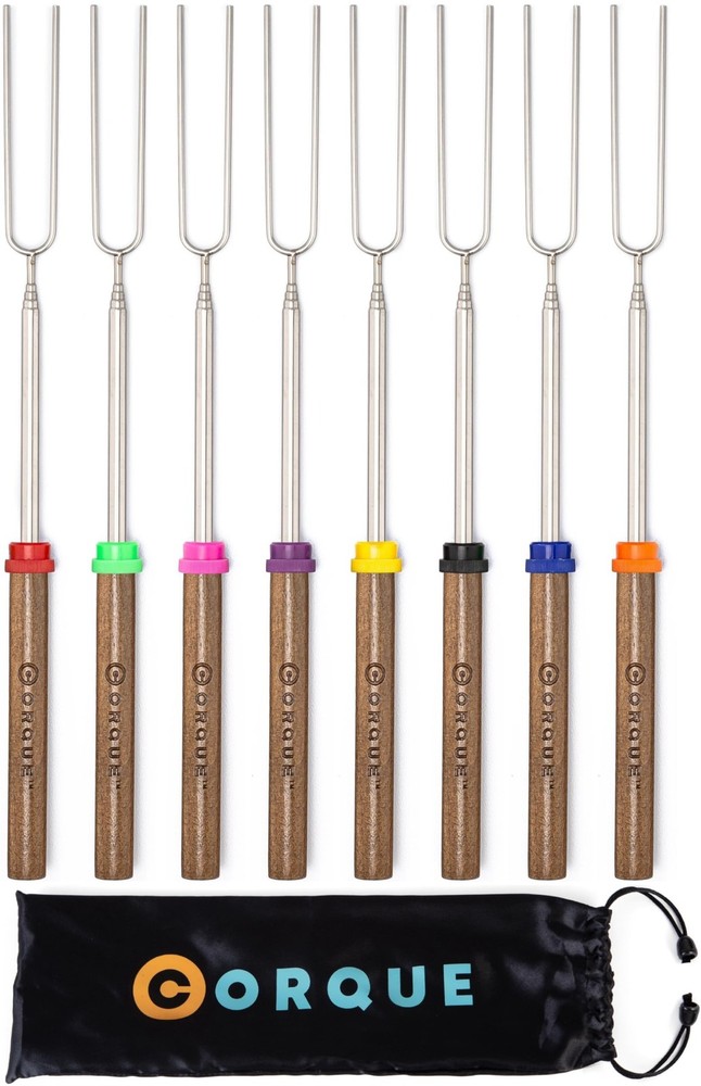 CORQUE Marshmallow Roasting Sticks, Smores Extendable, 8, Multicolor