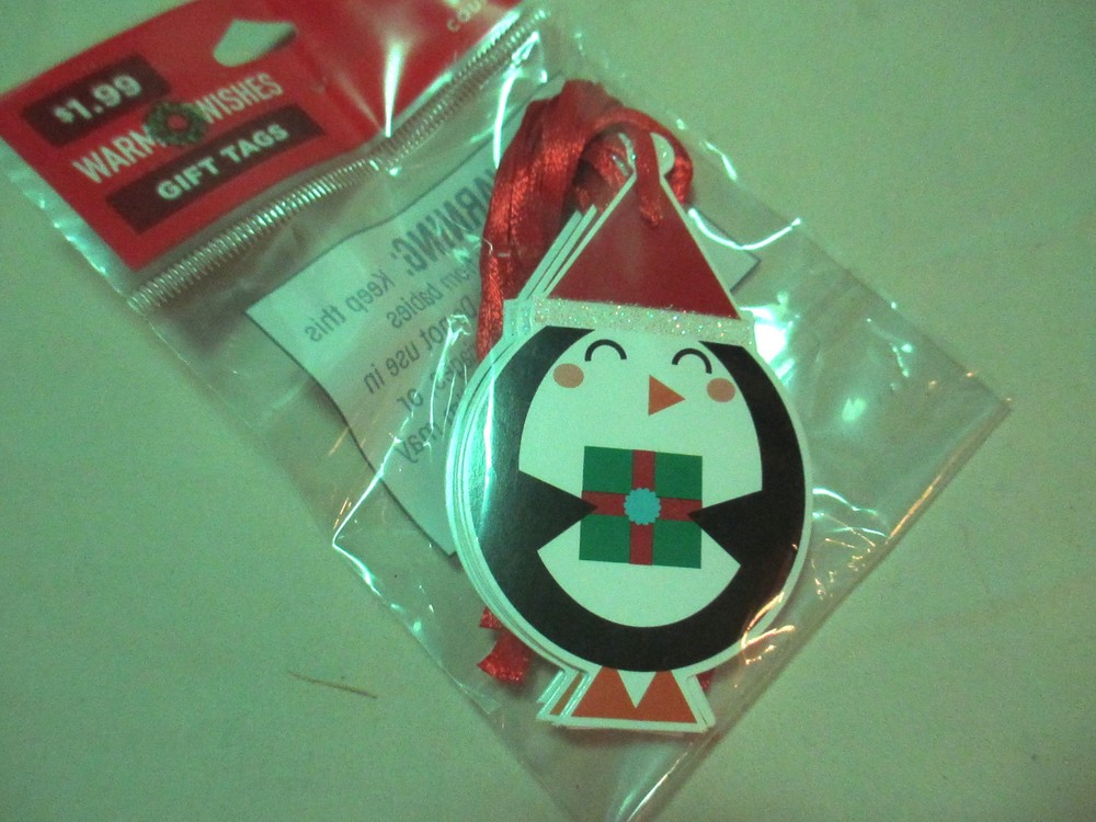 Warm Wishes Christmas Gift Tags Penguin 10 count