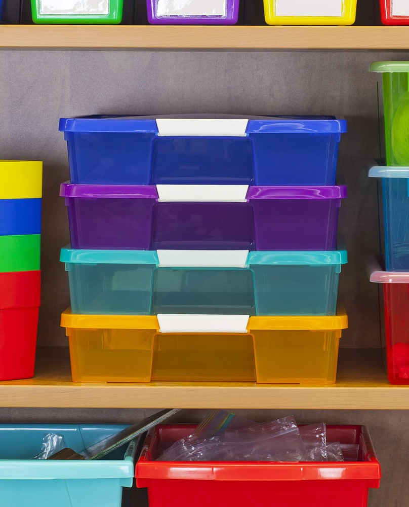 Classroom Craft Project Box – Stacking Plastic Organizer Fits 12X12 Scrapbooking