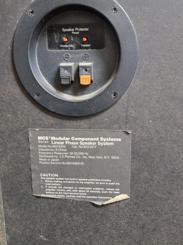 Pair MCS Model 8320 Linear Phase Speakers Technics Excellent Sound Vintage