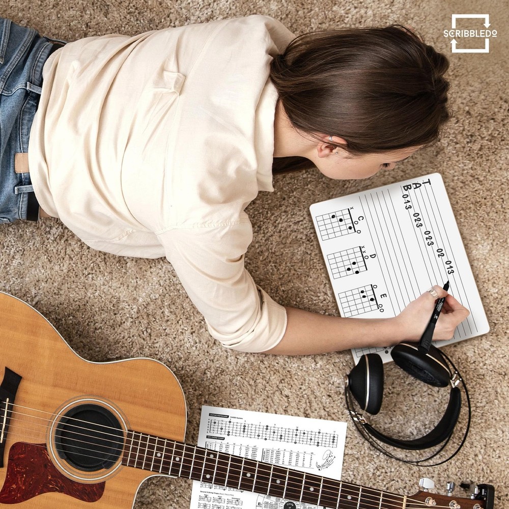 SCRIBBLEDO Guitar Practice Dry Erase White Board Lapboard 11 x 14 Whiteboard