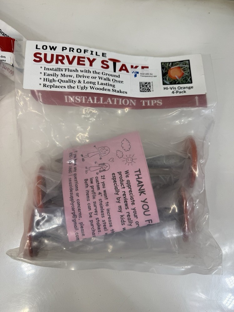 Low Profile Survey Stakes Hi-Vis Orange - 4 Pack