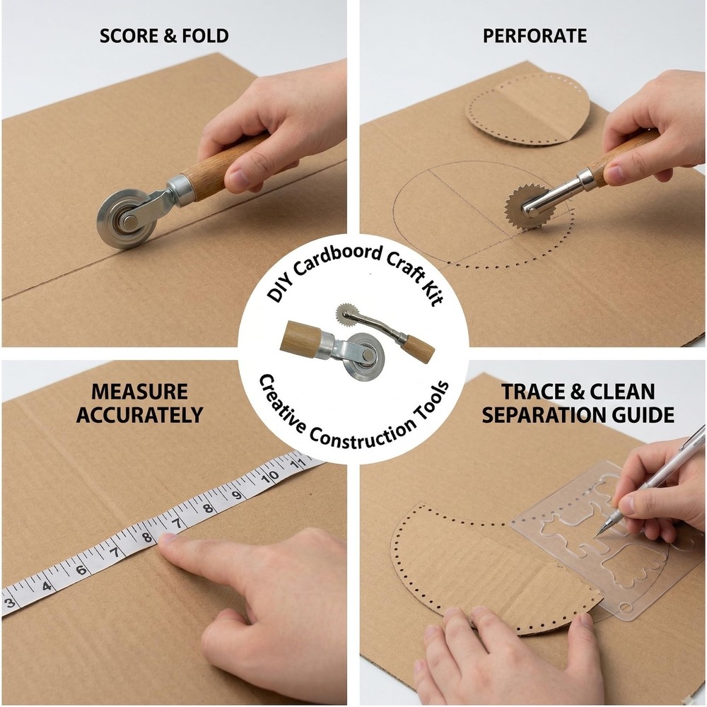 Resizer Tool Kit, 0.5mm Solid & Dashed Line Scoring Wheel with Wood Handle & ...