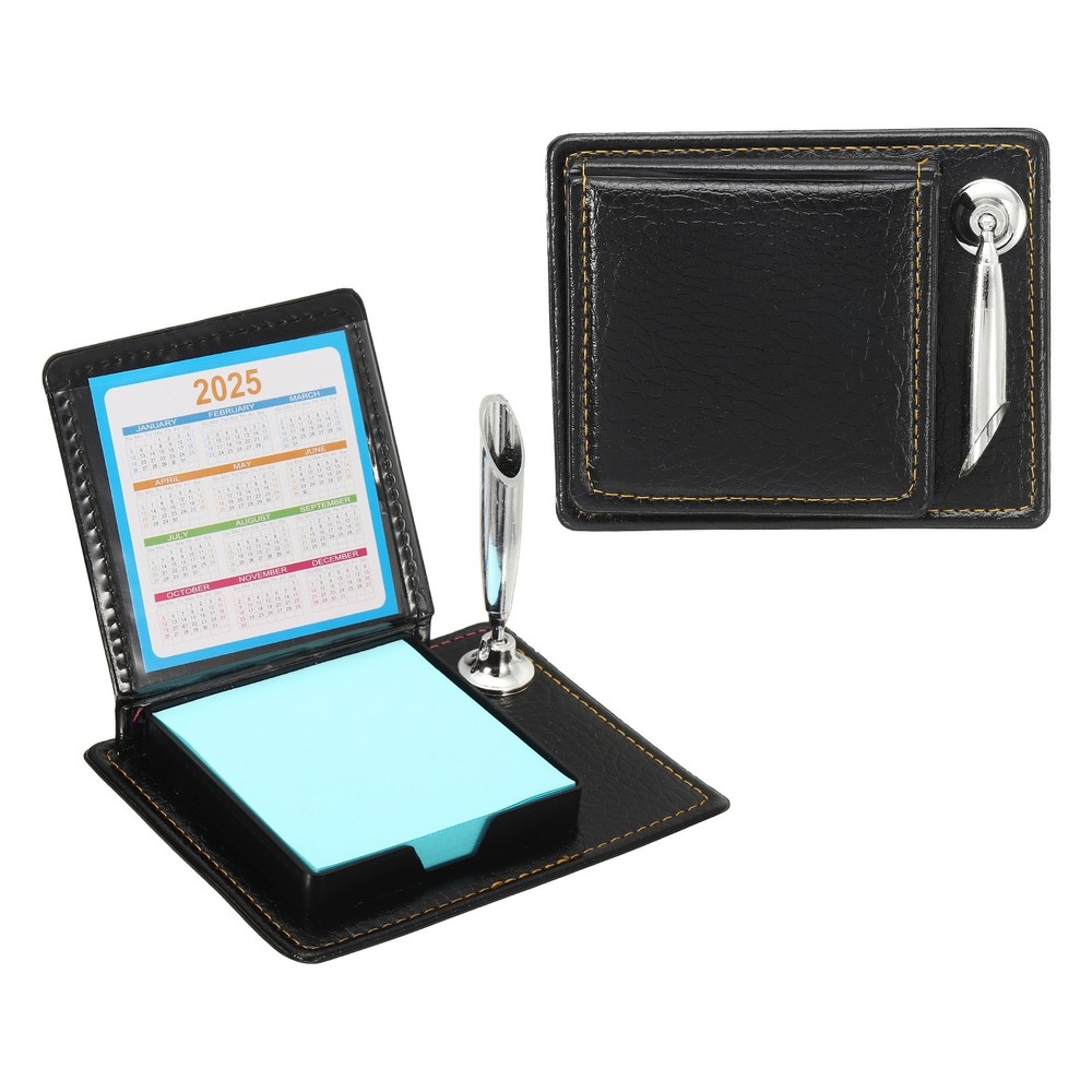 2pcs Leather Sticky Notes Holder, Post Notes Holder with Pen Holder,Blue
