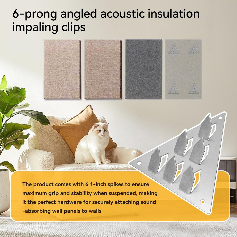 36 Pack Surface Mount Impaler Acoustic Panel Mounting Hardware - 4.6" X 3.9" ...