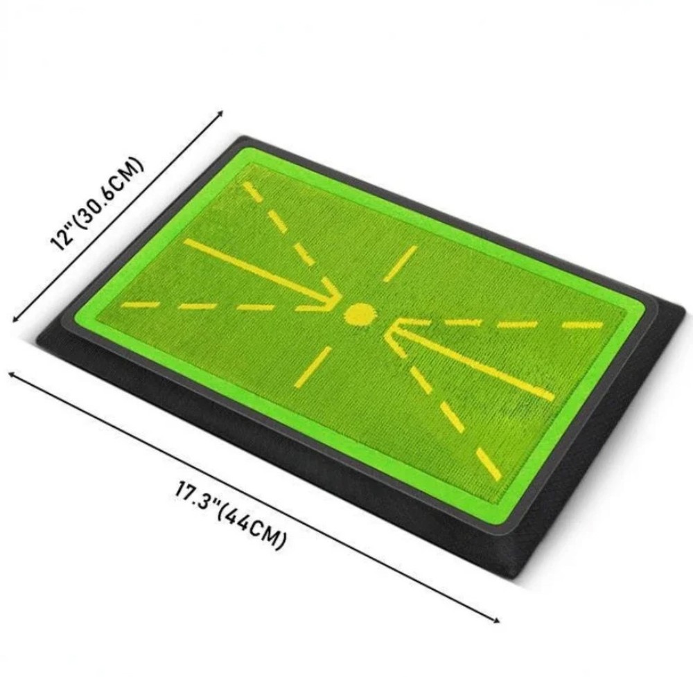 Golf Swing Training Mat – Swing Path Hook Slice Fix w/ Direction Arrows | BLANC
