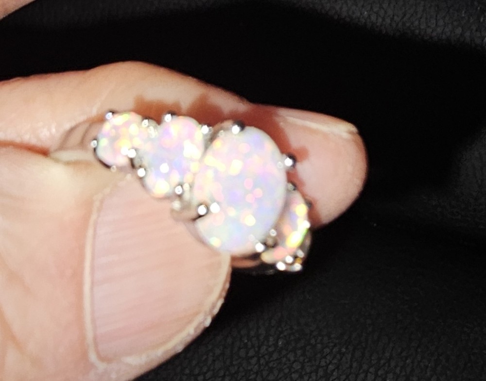 Elegant design Fire Opal Rings In Silver Ring Size 8, 9