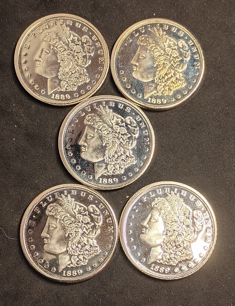 1889 CC Morgan Proof Copy Set W Consecutive Copy Numbers