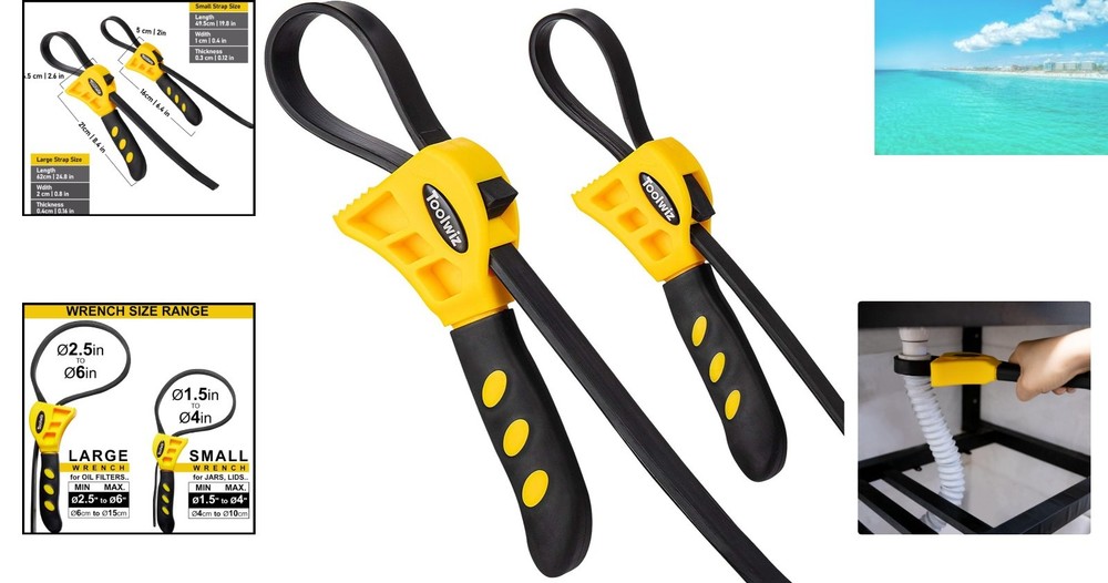 2-Pack Rubber Strap Wrench Set for Efficient Plumbing, Jar Opening & DIY Tasks