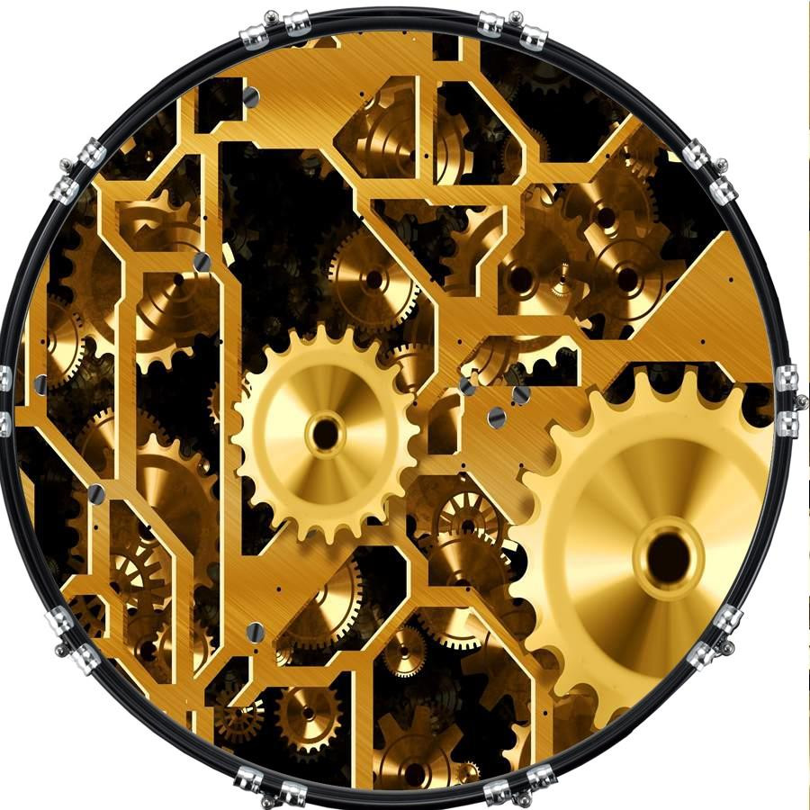 20" Custom Bass Kick Drum Front Head Graphical Clockwork 1