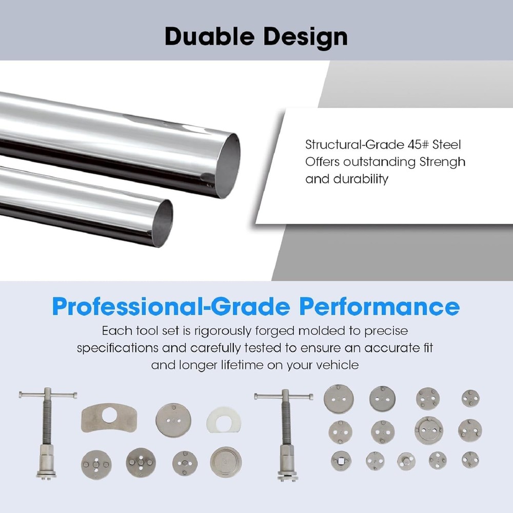 22 PCS Brake Caliper Press Tool Kit Disc Piston Compressor for Pad Reset Red Pro