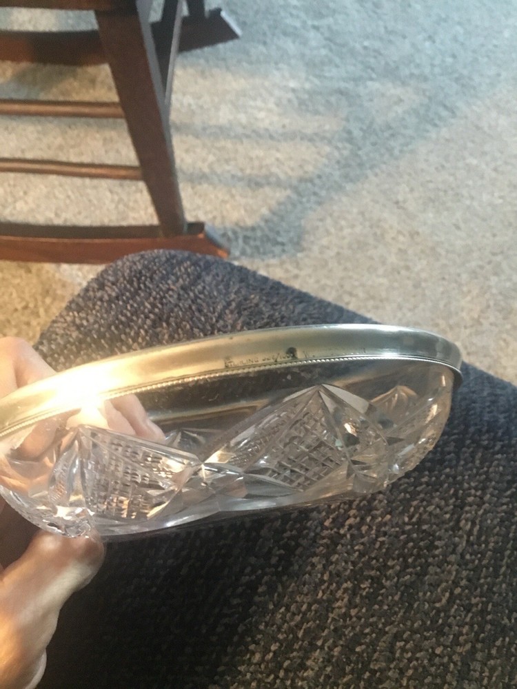 Sterling Silver And Cut Glass 5” Dish