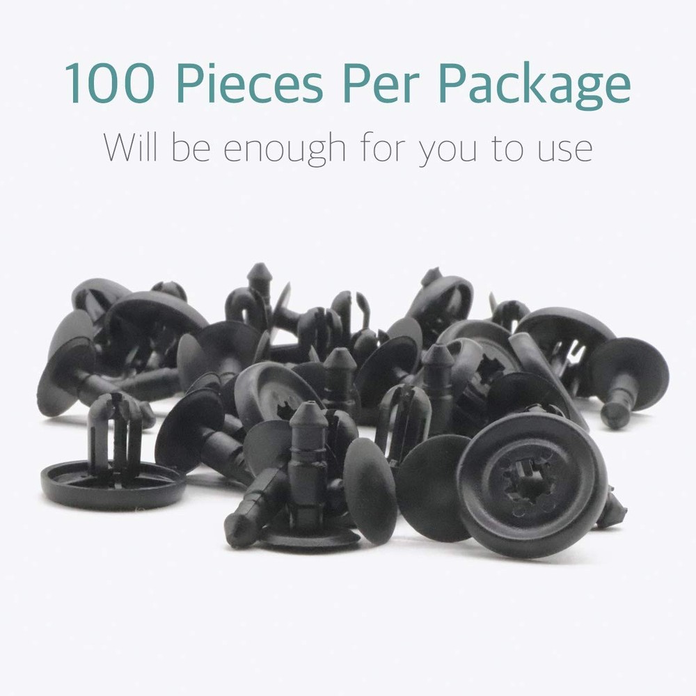 Lantee 100 Pcs Engine Under Cover Push-Type Retainer Clips One Size, Black