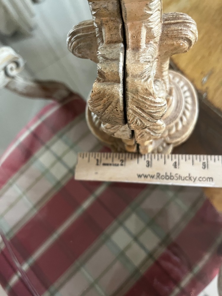 VTG Book Ends Fleur de Lis Shape Painted Beige