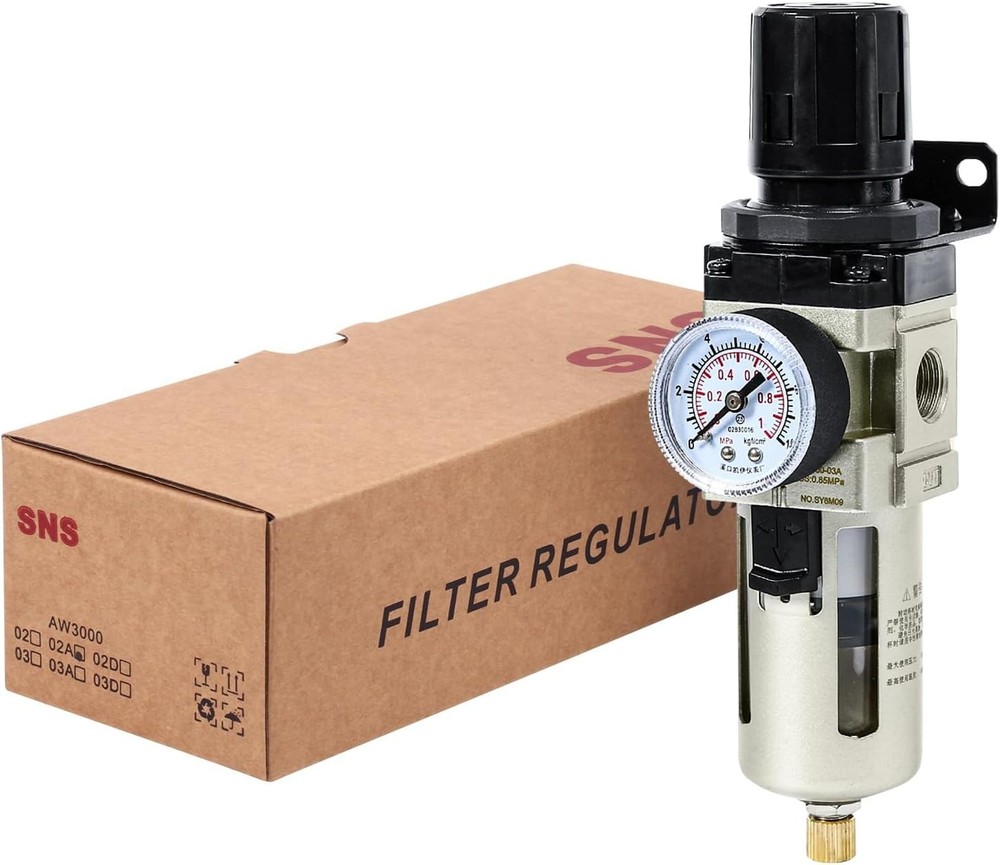 Compressed Air Regulator Piggyback with Poly Bowl