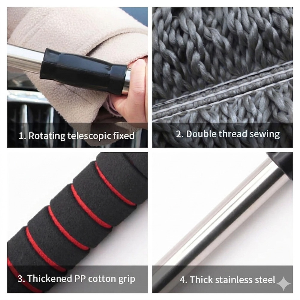 Car Cleaning Duster Microfiber Large Home Wax Treated Plastic Handle Brush