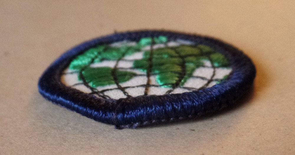 Vintage 1990's Small Round Blue, Green, White Globe Patch