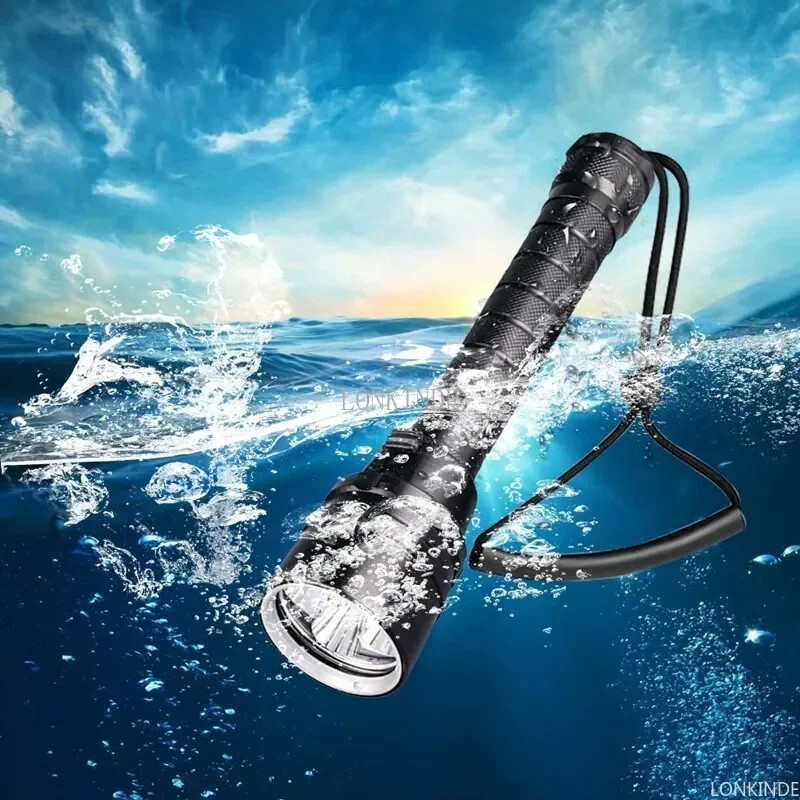 200m Underwater LED Scuba Dive Light Waterproof Rechargeable Diving Flashlight