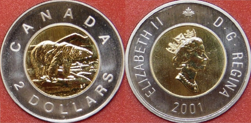 Specimen 2001 Canada 2 Dollars From Mint's Set
