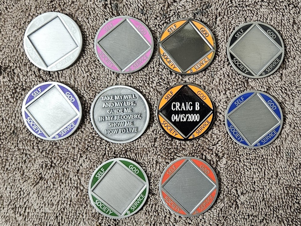 Narcotics Anonymous Medallion Custom Engraved with Name/clean Date.