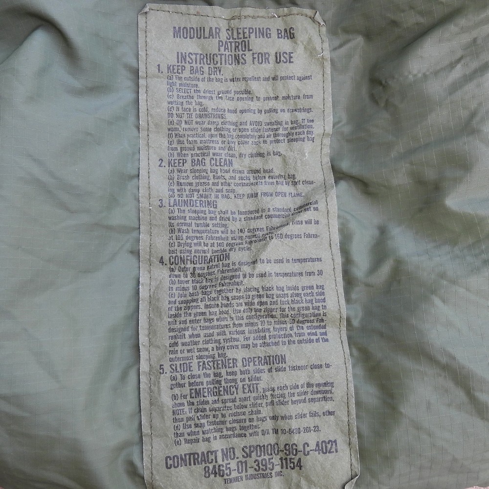 Sleeping Bag System, US Army