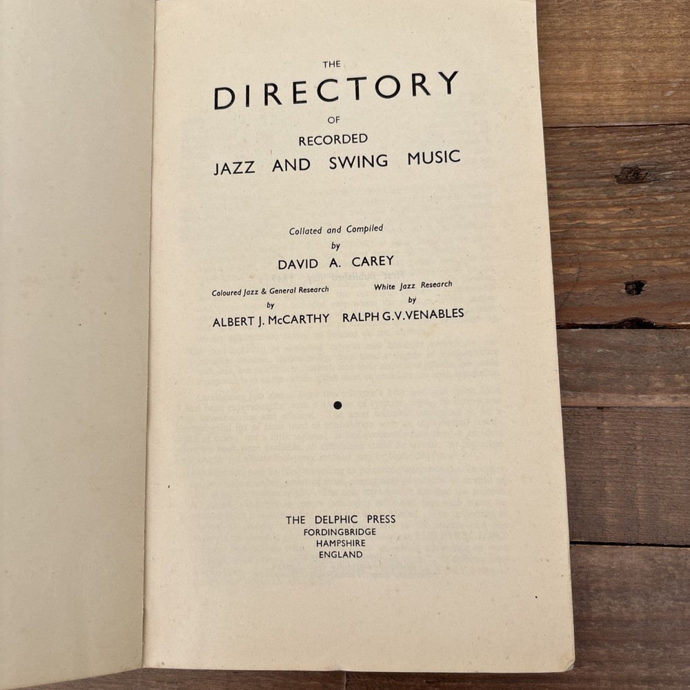 Jazz Directory, Vol 1/2/3 & 4 Compiled By Dave Carey & Albert McCarthy A