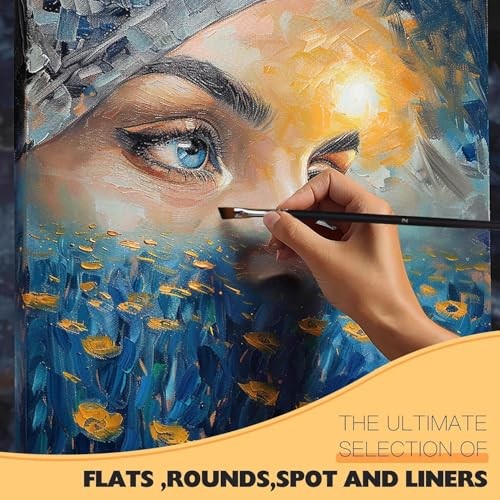 Angular Paint Brush, 9PC Oblique Tip Nylon Hair Long Handle - Angled Paint