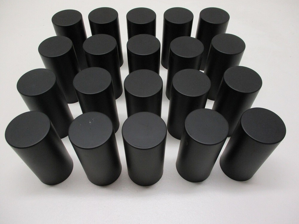 (20) Wheel Lugnut Black Plastic 33mm Thread On Cylinder Nut Covers Caps / 4 1/4"