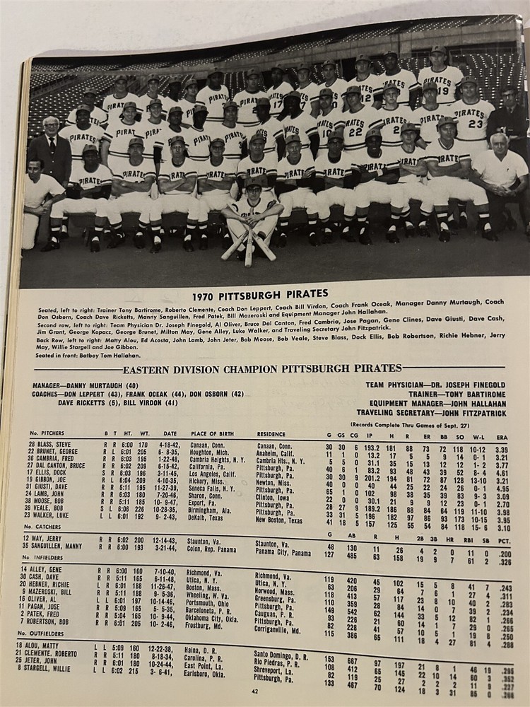 1970 CINCINNATI REDS vs PITTSBURGH PIRATES NLCS Program STARGELL Rose CLEMENTE