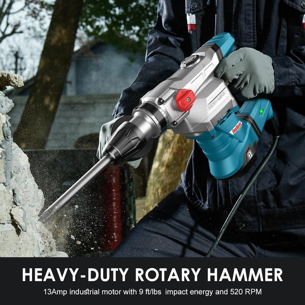 Versatile SDS-Max Rotary Hammer Drill 1-9/16" Capacity with Tool Bag Included