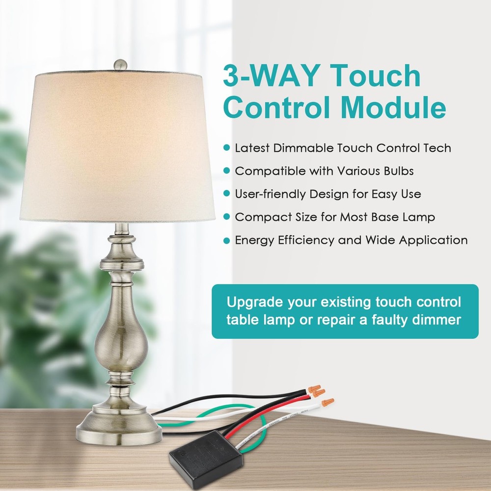 2 Pack Touch Lamp Control Module, Lamp Touch Dimmer Switch 3 Way Works for Metal