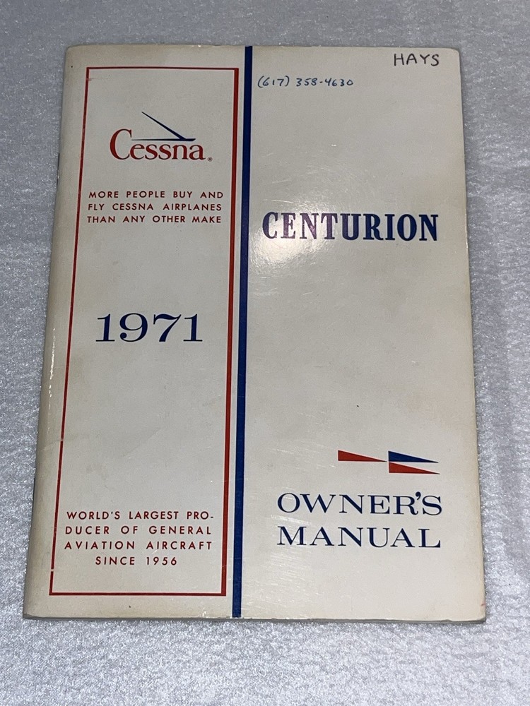 1971 Cessna Centurion Owner's Manual