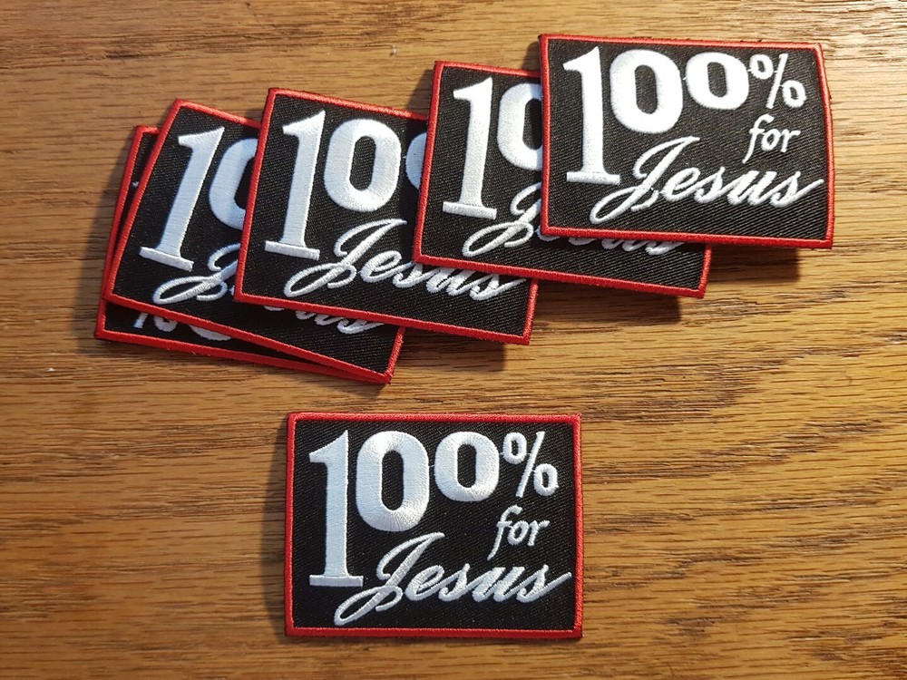 RELIGIOUS BIKER PATCH "100% For JESUS" NEW NICE