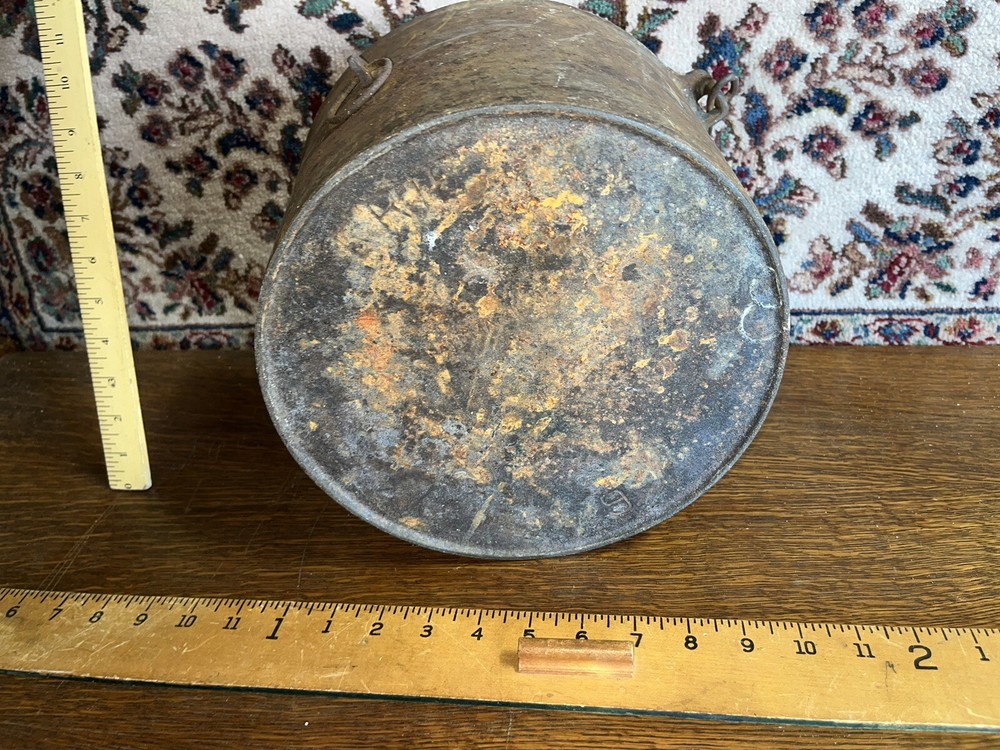 Antique Heavy Iron Cauldron Bucket