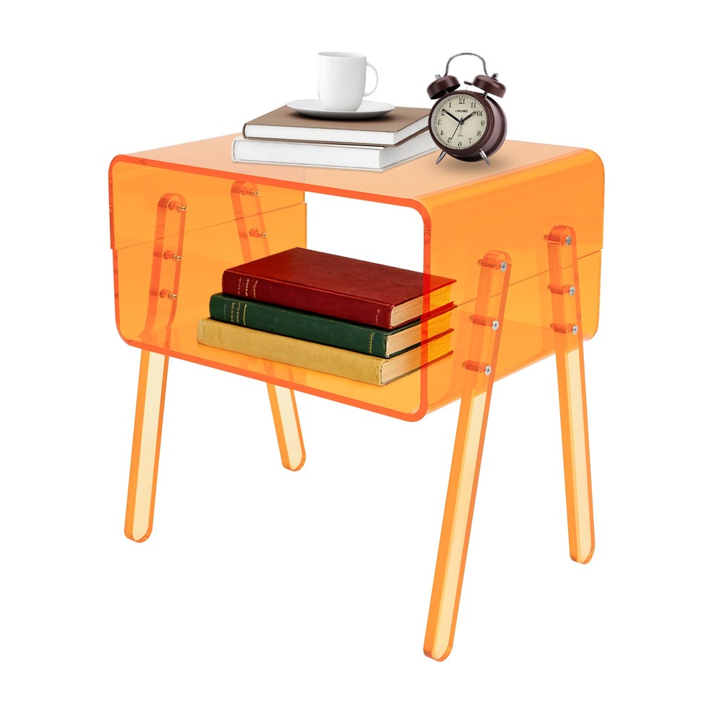 Orange Rectangular Side End Table/Night Stand Acrylic Side Table 40*30*43.2cm