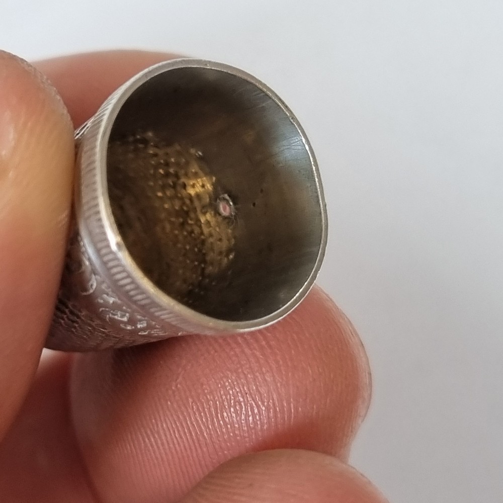 Vintage Solid Silver Thimble "Ilfracombe" Hallmarks Rubbed