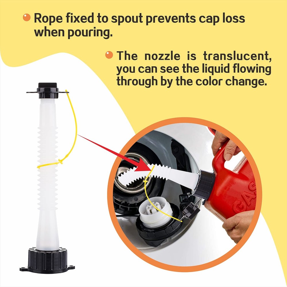Replacement Gas Can Spouts Improved Design Flexible Pour Nozzle for White