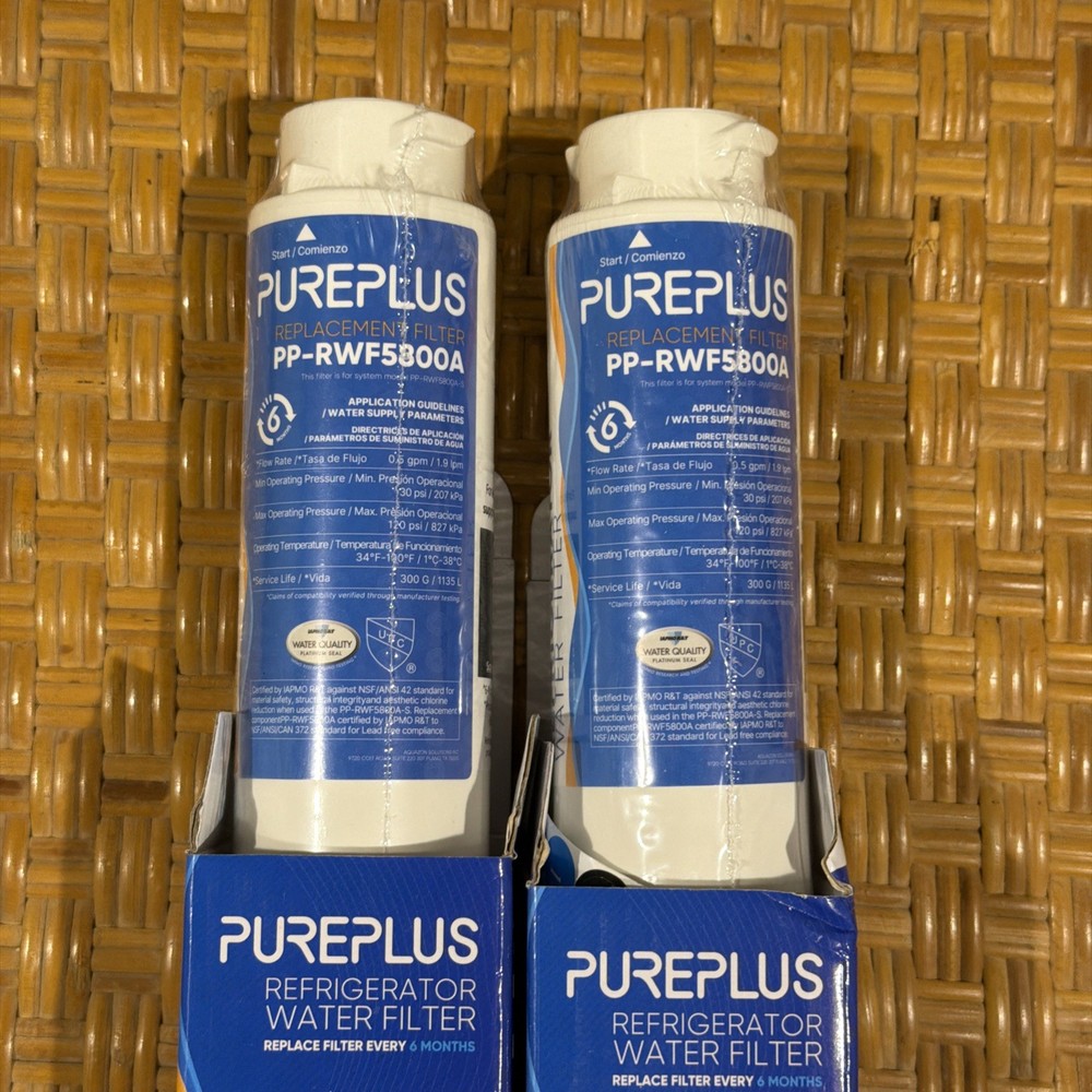 2 (two) PurePlus PP-RWF5800A-S HIGH CAPACITY REFRIGERATOR WATER FILTER