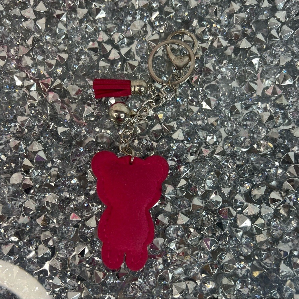 Pink Crystal Teddy Bear Keychain