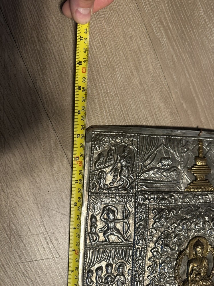 Handcrafted Brass Buddhist Embossed Panel