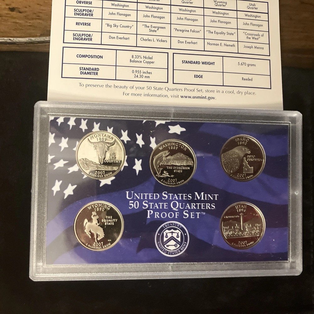 2007 State Quarter Clad Proof Set U.S. Mint Packaging OGP COA