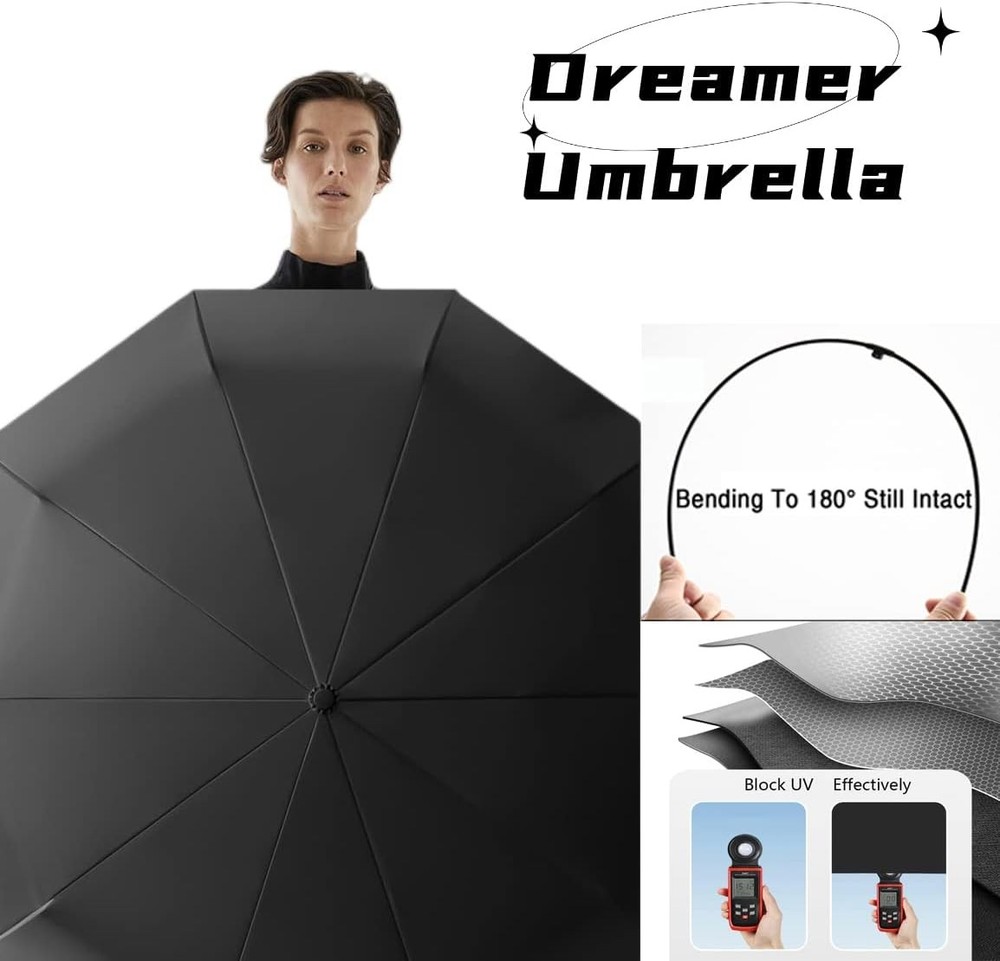 Travel Folding Golf Umbrella Automatic Open/Close, Lightweight Compact Portable
