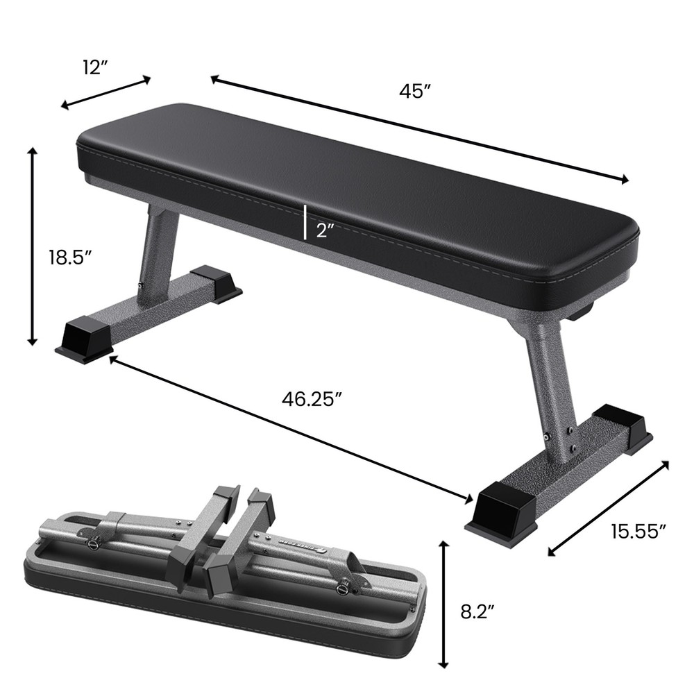 Finer Form Gym Quality Foldable Flat Bench for Multi-Purpose Weight Training ...