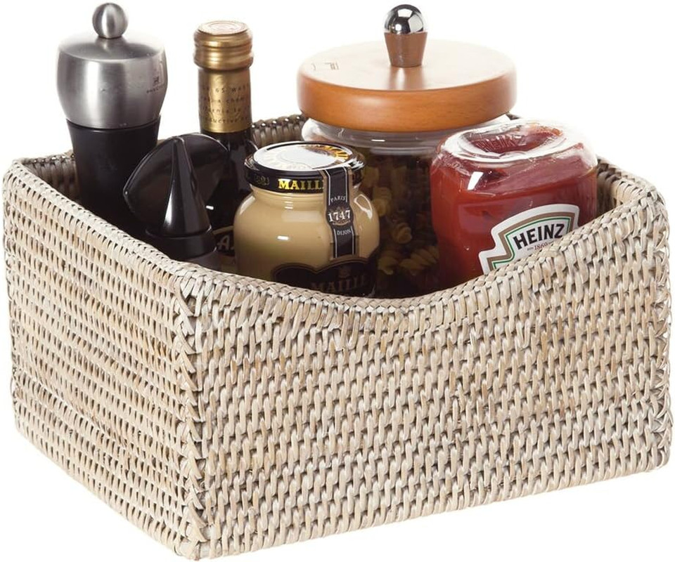 La Jolla Rattan Rectangular Shelf Basket, Storage Basket, Organizer Baskets, Kit