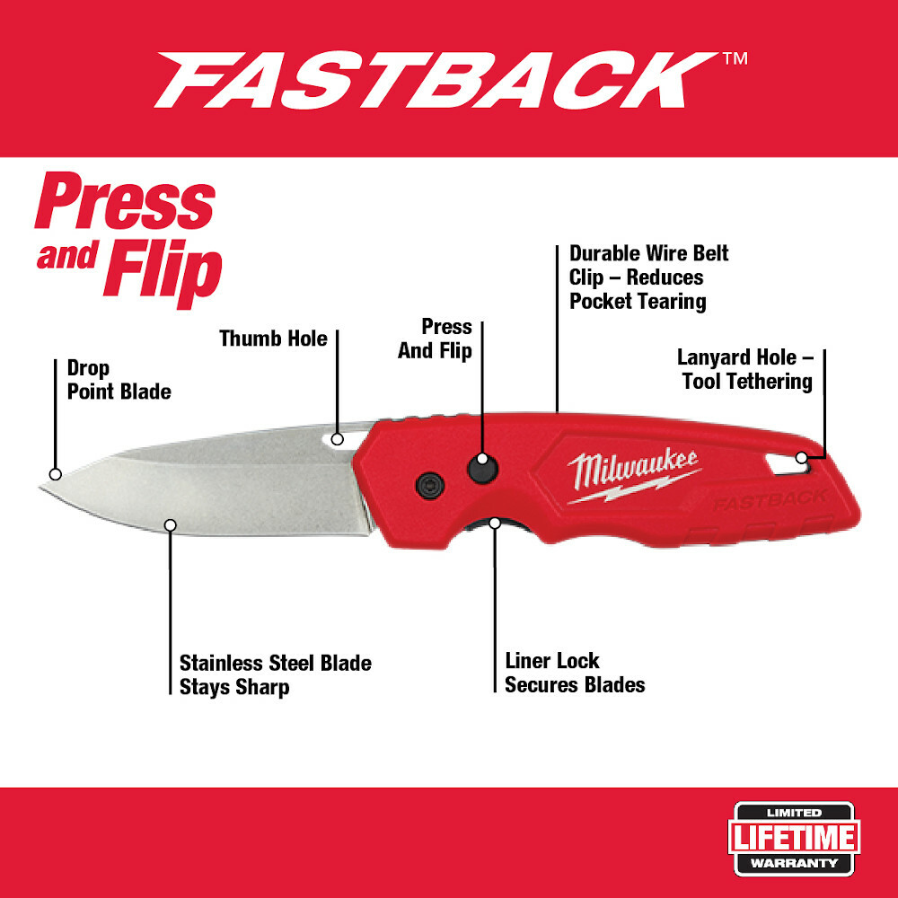 Milwaukee 48-22-1520 Fastback Press & Flip Folding Knife